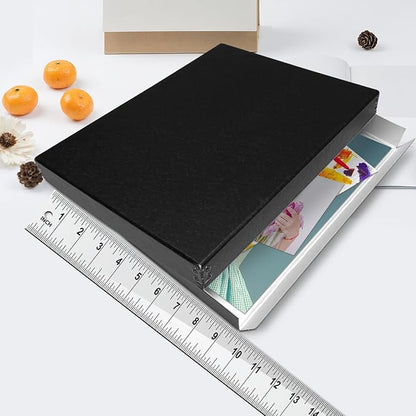 Lineco Museum Archival Storage Box, 9.75x12.75x1.5 in. Drop Front Design. Acid-Free with Metal Edge. Organize Photos, Pictures, Prints, Documents, Crafts, DIY. Black, 2 Pack