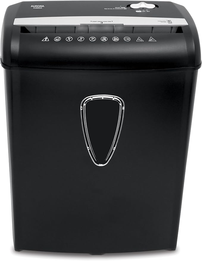 Aurora AU890XA 8-Sheet Crosscut Paper and Credit Card Shredder with Wastebasket