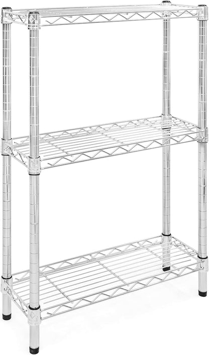 Shelving Inc. 8" d x 24" w Chrome Wire Shelving with 3 Tier Shelves, Weight Capacity 800lbs Per Shelf