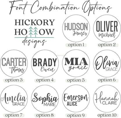 Custom Round Nursery Name Sign, Personalized Wooden Wall Plaque, 12" 18" 24", 30" 3D Wall Art for Children & Kids Rooms, Baby Shower, Hickory Hollow Designs (Amelia Grace)