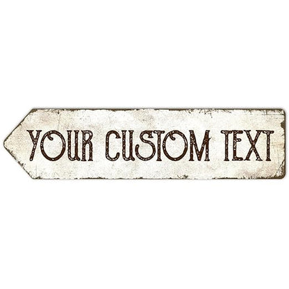 Rustic Custom Sign, Personalized Left Directional Metal Composite Street Sign for Indoor and Outdoor Use 6x24 Inches, ACM Made in the USA