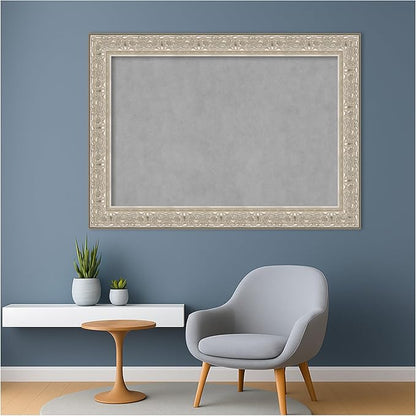 Amanti Art Silver Framed Magnetic Board 31x43 Large Vision Board for use with Magnets, 100% Metal Sheet to Display Items as Office Decor or for Home Organization in mudroom, Kitchen or Kids Room