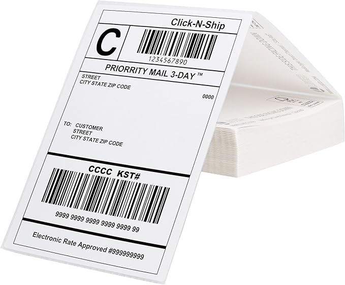 L LIKED 200 4x6 Thermal Labels Fanfold, Direct Thermal Shipping Labels - Perforated and Strong Adhesive
