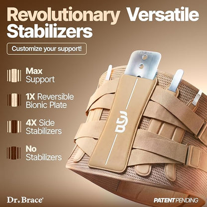 DR. BRACE® Lower Back Brace for Men & Women for Lower Back Pain Relief, Revolutionary Versatile Splints System & Removable Lumbar Pad, Adjustable & Breathable Back Support Brace (41.3-47.2″)