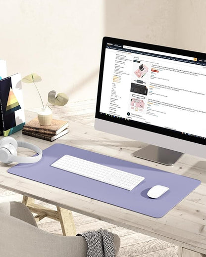 YSAGi Non-Slip Leather Desk Pad, Waterproof Laptop Computer Desk Keyboard Mat, Table Protector Blotter Mat, Large Mouse Pad for Office/Work/Home/Decor(Lavender, 31.5" x 15.7")