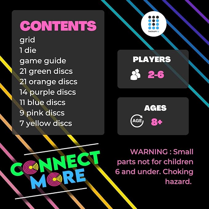 Connect More - Social Skills Games and Therapy Games, Multiplayer up to 6 Players, 4 in a Row Connect Game Fostering Conversation and Relationship Building
