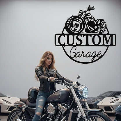 Custom Motorcycle Metal Signs Personalized Biker Name Sign Custom Garage Decor Motorbikes Wall Art Decor Motorcycle Sign Men Room Decorate Gifts for Men Husband Rider