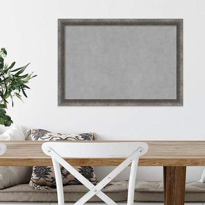 Amanti Art Grey Framed Magnetic Board 18x26 Medium Vision Board for use with Magnets, 100% Metal Sheet to Display Items as Office Decor or for Home Organization in mudroom, Kitchen or Kids Room