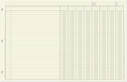BookFactory Ledger Sheets/Large 8 Column Accounting Ledger Columnar (Eight Columns) Loose Leaf Paper - 17'' x 11'', 50 Pages, Loose Leaf, 3 Hole Punched (Made in USA)