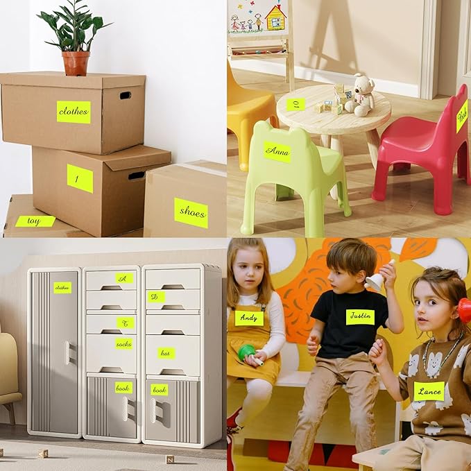 STARLIBOO Neon Colored Labels Stickers 3 x 2 Inch, Rectangle Moving Labels Stickers, 250Pcs Garage Sale Price Stickers, Adhesive Moving Labels for Boxes- Fluorescent Yellow