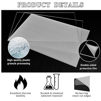 Roowest 2 Pcs 24 x 36 Inch, 1/2 Inch Thick Clear Acrylic Plexiglass Sheets Transparent Plastic Panels Sheets Cut to Size Cast Acrylic Board Panel with Protective Film for Craft DIY Project Sign Frame