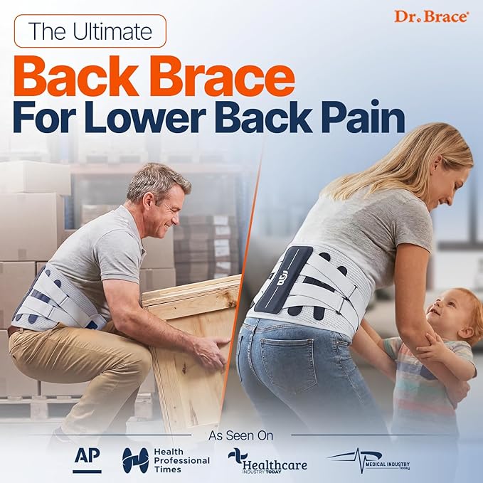 DR. BRACE® Lower Back Brace for Men & Women for Lower Back Pain Relief, Revolutionary Versatile Splints System & Removable Lumbar Pad, Adjustable & Breathable Back Support Brace (47.2-53.1″)