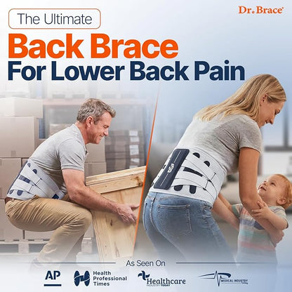 DR. BRACE® Lower Back Brace for Men & Women for Lower Back Pain Relief, Revolutionary Versatile Splints System & Removable Lumbar Pad, Adjustable & Breathable Back Support Brace (47.2-53.1″)