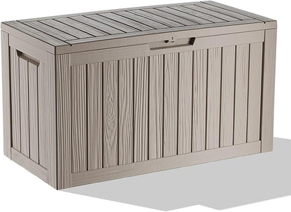 EasyUp 90 Gallon Deck Boxes Waterproof, Outdoor Large Storage Boxes with Lids, Outside Resin Storage Box & Deck Boxes for Patio, Garden Use(Gray)