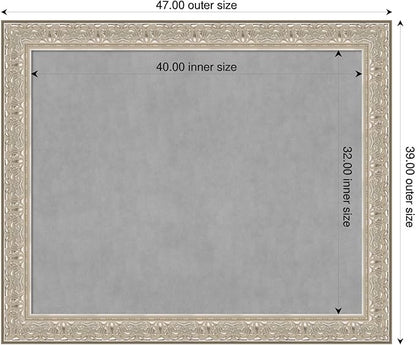 Amanti Art Silver Framed Magnetic Board 39x47 X-Large Vision Board for use with Magnets, 100% Metal Sheet to Display Items as Office Decor or for Home Organization in mudroom, Kitchen or Kids Room