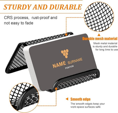 EMOMAS Business Card Holder for Desk, Office Desktop Business Card Display Holder, Mesh Business Card Holder, Desk Accessories for Women and Men,Black ( 3 Pack )