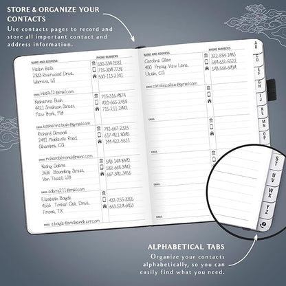 Legend Planner Address Book with Alphabetical Tabs –Telephone Contacts Book for Phone Numbers, Addresses, Passwords, Medium (Mystic Gray)