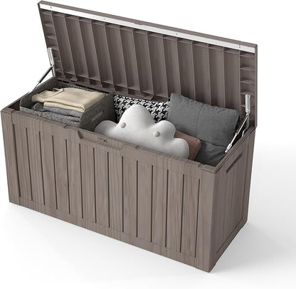 Yardgrace 80 Gallon Outdoor Storage Box Waterproof, Resin Deck Boxes with Lockable Lid & UV-Resistant for Patio, Pool, Garden Furniture Cushions & Accessories, Coffee