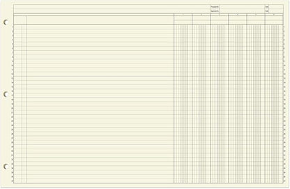BookFactory Ledger Sheets/Large 6 Column Accounting Ledger Columnar (Six Columns) Loose Leaf Paper - 17'' x 11'', 50 Pages, Loose Leaf, 3 Hole Punched (Made in USA)