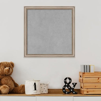 Amanti Art Silver Framed Magnetic Board 18x18 Small Vision Board for use with Magnets, 100% Metal Sheet to Display Items as Office Decor or for Home Organization in mudroom, Kitchen or Kids Room