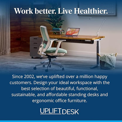 UPLIFTDESK V3 2-Leg Black Laminate Wood Standing Desk – Adjustable Height, Advanced 1-Touch Memory Keypad, Under Desk Cable Management, Wire Grommets & Rocker Board (Black C-Frame, 42 x 30 inch)