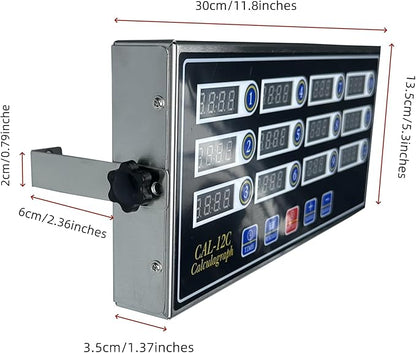 12 Channel Kitchen Timer Digital Kitchen Timer Loud Alarm Cooking Calculagraph Commercial Timer for Food Chips BBQ Pizza Bread Grilled Burger Coffee