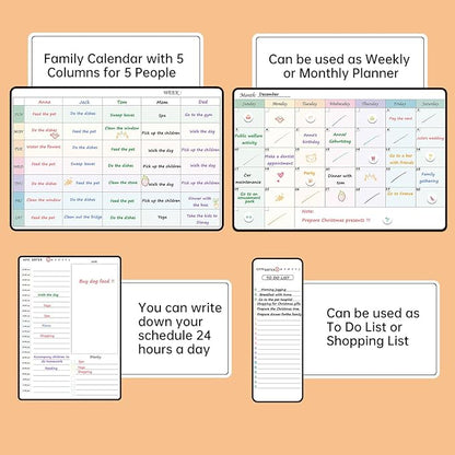 Magnetic Weekly Dry Erase Whiteboard Calendar&Monthly Calendar&Daily Planner&to Do List&Menu Board for Fridge,Family Calendar,Schedule Board for Home
