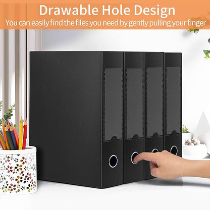 HUA JIE 2 Pack A4 Storage File Boxes Archives Case,65mm Spine,Box File Document Storage Box for Office School -Black