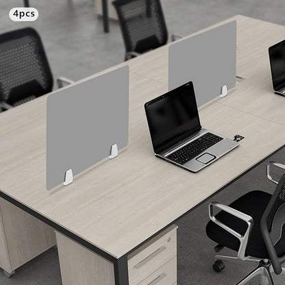 4 Pcs Desk Divider Privacy Panel, 23.6”L X15.8”W Frosted Acrylic Desk Privacy Panels with 8 Clamps for Offices Schools Call Centers (Grey)