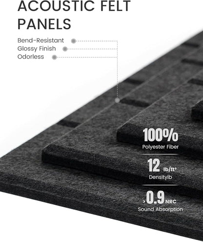 Fluxynara Felt Bulletin Board Tiles Large 36" x 24"Cork Board Alternative-6 Pack with 40 Adhesive Tabs, Thick Slat Wall Panels for Office Decor, Push Pin Board Wall Organizer Alternative-Charcoal Gray