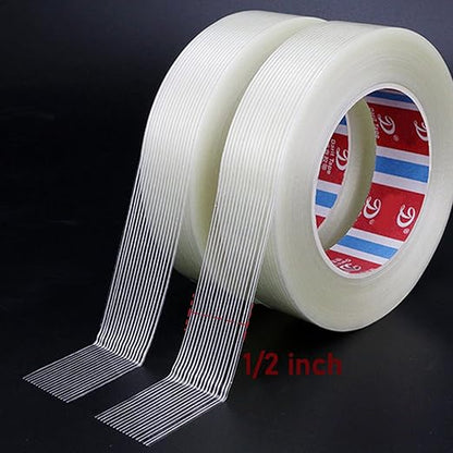KAIY Strapping Tape, 2 Roll 1/2 inch x 60 yds Packing Tape, Heavy Duty Reinforced Fiberglass Tape, Transparent, Waterproof, 100 lbs per inch Tensile Strength