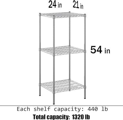 Regal Altair 21" Deep x 24" Wide x 54" Height Wire Shelving Kit | 3-Tier | NSF Commercial Storage Rack Unit