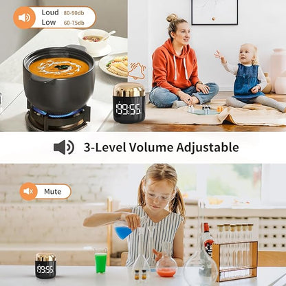 MeesMeek Digital Kitchen Timer,Countdown Countup Timer with Large LED Display Volume Adjustment,Timer for Cooking, Classroom Time for Kids and Teachers. (Gold)