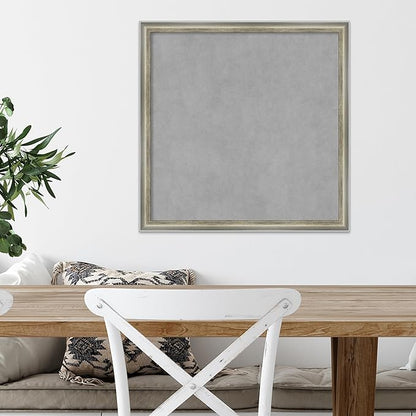 Amanti Art Silver Framed Magnetic Board 22x22 Medium Vision Board for use with Magnets, 100% Metal Sheet to Display Items as Office Decor or for Home Organization in mudroom, Kitchen or Kids Room