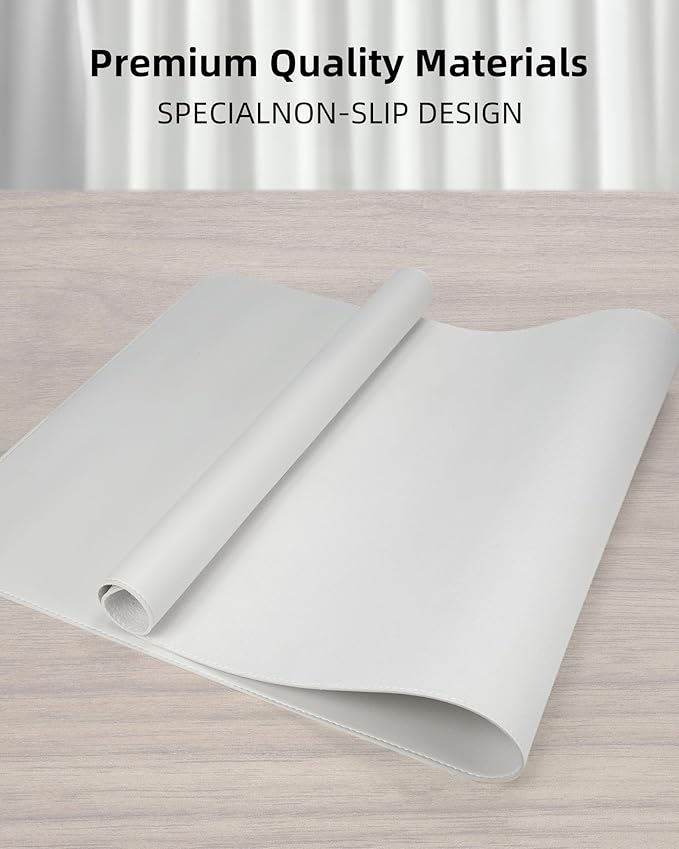Non-Slip Desk Pad,Mouse Pad,Waterproof PVC Leather Desk Table Protector,Non-Slip PU Leather Desk Blotter, Easy Clean Laptop Desk Writing Mat for Office Work/Home/Decor(White, 24" x 13.7")