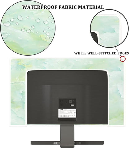 Baocicco Sage Green Marble Waterproof TV Dust Cover 50, 51, 52 Inch Anti-Static Dustproof Abstract Creative Desige Television Accessories TV LCD Screen Texture TV Decoration for Tablet