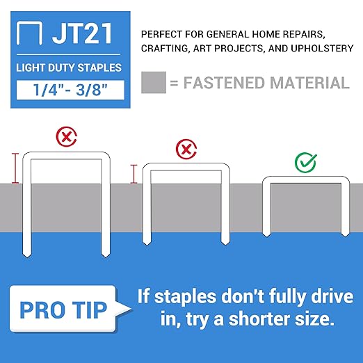 meite JT21 Staples, 3/8 Inch Galvanized Fine Wire Staples for Staple Gun - 5,000 Counts, 7/16" Crown JT21 Staple Refill, Ideal for Upholstery, Crafts, Furniture