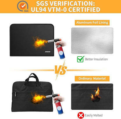 JUNDUN 5200℉ Fireproof Document Organizer, Multi-Pockets Accordion File Organizer with Zipper & Labels, Upgraded Heat Insulated 13 Pockets Expanding File Folder for Letter A4 Files and More
