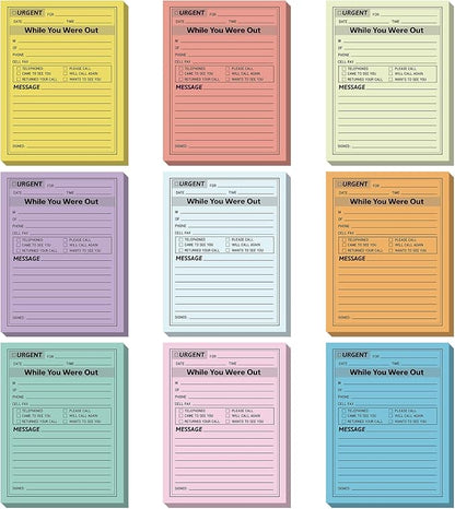 Eaasty 9 Pieces While You were Out Pads 4 x 5 Inches Assorted Colors Sticky Notes Adhesive Message Pads Urgent Notes for Work Call, Office Supplies, 40 Sheets/Pad (Light Colors)