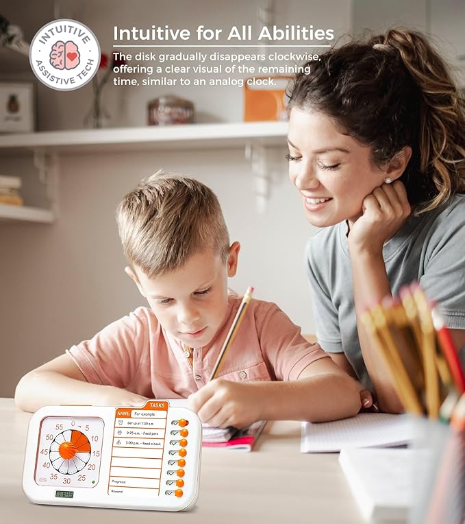 3-in-1 Visual ADHD Timer for Kids & Adults with Planning Board, Task Timer, Chore Chart & Visual Schedule Planner, Autism & ADHD Tools with Checklist for Homeschool Supplies, Home, School