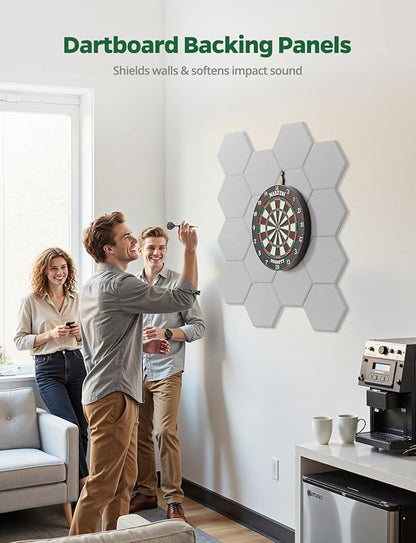 Large Bulletin Board 12" x 10", 12 Pack White Cork Boards for Walls, Self-Adhesive Hexagon Felt Pushpins Wall Tiles, Display for Messages, DIY Notice, Photo Decorations, Classroom, Office, Bedroom