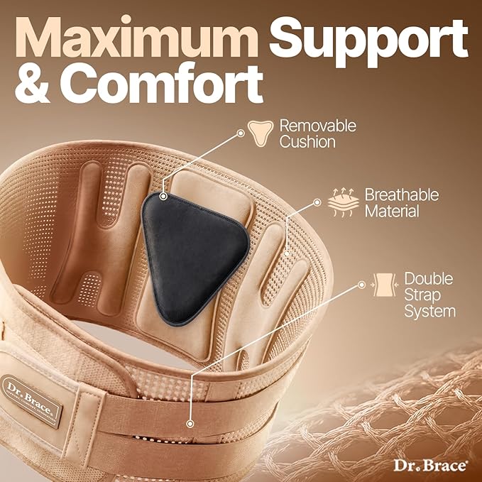 DR. BRACE® Lower Back Brace for Men & Women for Lower Back Pain Relief, Revolutionary Versatile Splints System & Removable Lumbar Pad, Adjustable & Breathable Back Support Brace (29.5-35.4″)