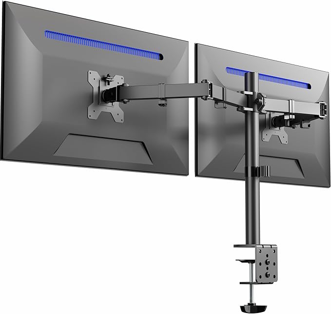 VIVO Dual Monitor Desk Mount, Heavy Duty Fully Adjustable Stand, Fits 2 LCD LED Screens up to 32 inches and 22 lbs Each, Black, STAND-V032