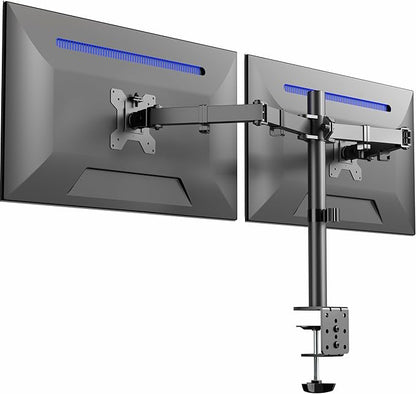 VIVO Dual Monitor Desk Mount, Heavy Duty Fully Adjustable Stand, Fits 2 LCD LED Screens up to 32 inches and 22 lbs Each, Black, STAND-V032