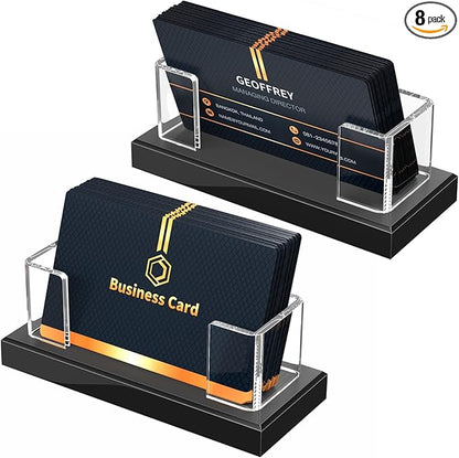 NIUBEE Acrylic Business Card Holder: Clear Plastic Business Cards Display Stand for Desk - Gift Card Organizer for Office 8 Pieces