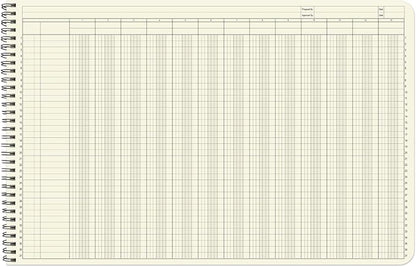 BookFactory Accounting Ledger Notebook/Large 13 Column Accounting Ledger Columnar (Thirteen Columns) Log Book - 17'' x 11'', 100 Pages, Wire-O Landscape Format (Made in USA)