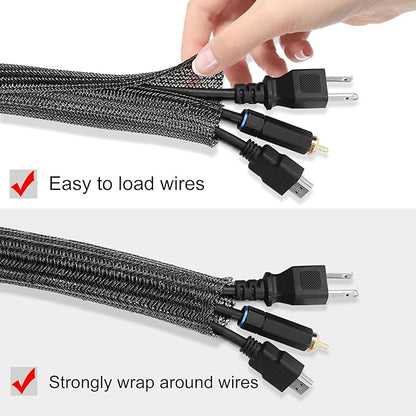 Moxita 25ft - 3/4 inch Cord Protector Cable Sleeve Split Wire Loom Tubing for Power Cord Audio USB Cable, Wire Cover Cable Management Sleeve for TV Computer, Cord Protectors from Pets Chewing, Black