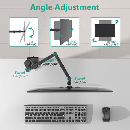 WALI Single Monitor Mount, Single Monitor Arm Desk Mount,Desk Monitors Stand, Holds Screen Up to 32inch, 22lbs, Adjustable Mount with C-CLAMP Designed for Home Office Application(M001), Black