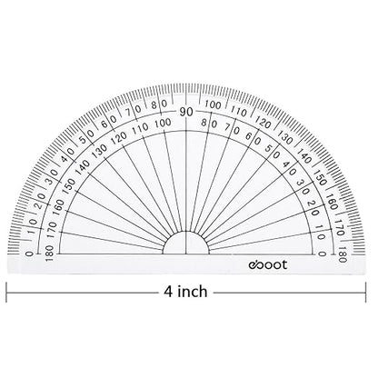 eBoot 28 Pack Clear 180 Degree Plastic Protractors for Angle Measurement, 10 cm