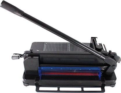 TEXALAN Heavy Duty Guillotine Paper Cutter - 400 Sheets Capacity, A4 12" Stack Paper Trimmer, Steel Base, Black